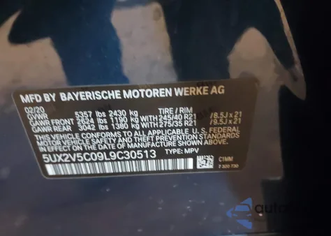 2020 BMW X4 M40I from USA, damaged, VIN 5UX2V5C09L9C30513